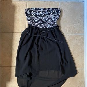 Strapless Aztec high low dress